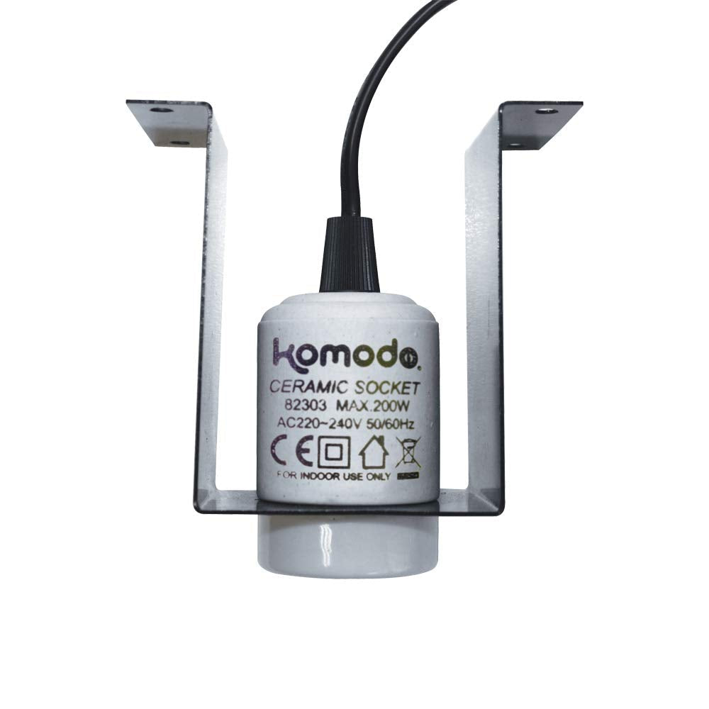 Komodo Ceramic Lamp Fixture and Mounting Bracket for various reptile enclosures - PawsPlanet Australia