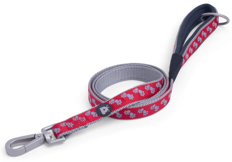 Petface Signature Padded Dog Lead, Medium, Reds Paws - PawsPlanet Australia