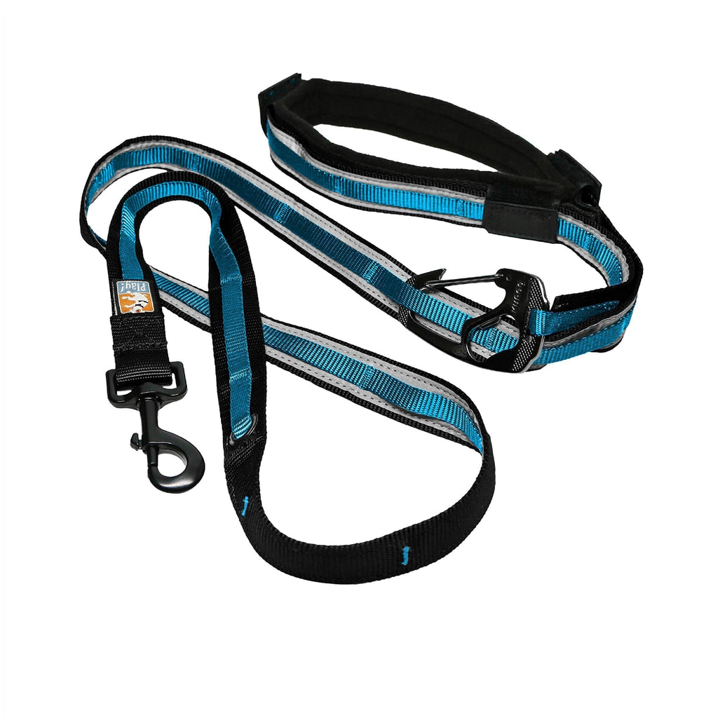 Kurgo Hands Free Dog Leash, Adjustable Dog Waist Running Belt, Reflective Dog Leash for Walking, Quantum Style, Blue/Black Coastal Blue - PawsPlanet Australia