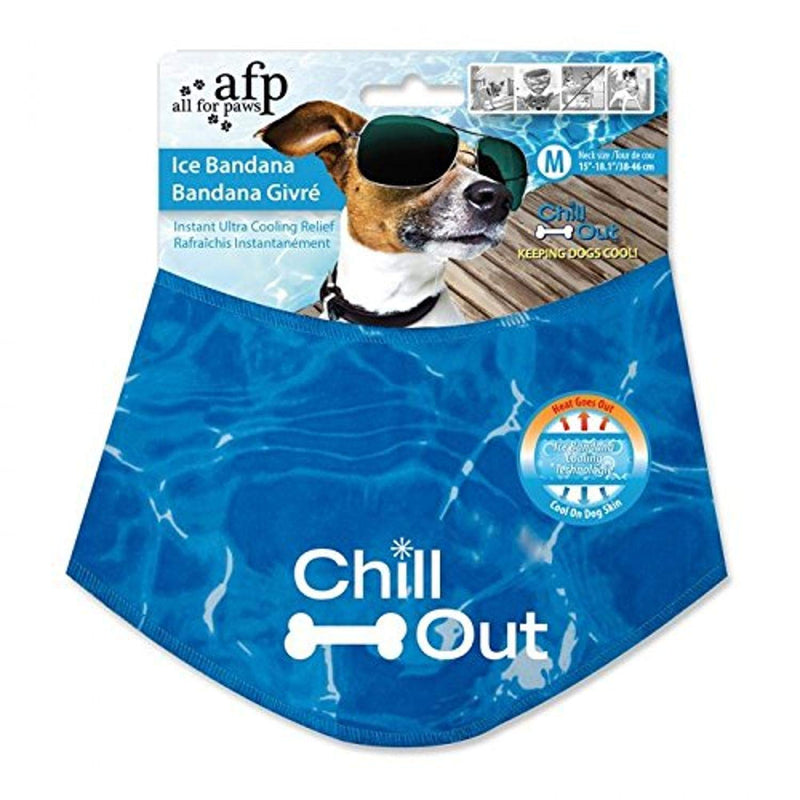 ALL FOR PAWS Chill Out Dog Cooling Bandana Summer Neck Wrap Breathable Neckerchief Pet Scarf - Medium - 38-46 cm M - PawsPlanet Australia