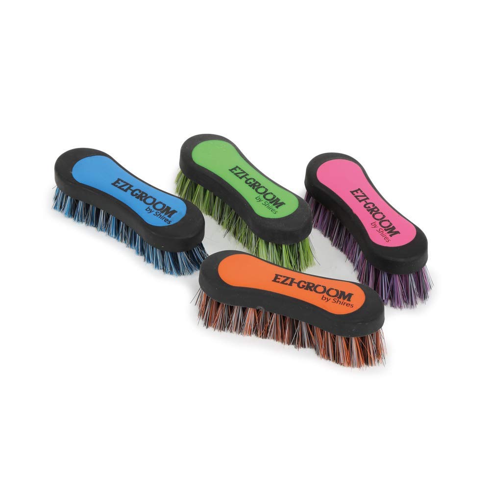 Shires 1485 Ezi-Groom Small 2-Tone Face Brush Bright Blue - PawsPlanet Australia