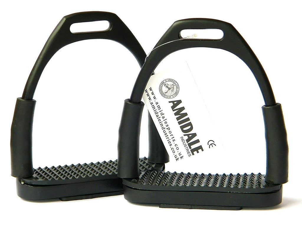 Amidale Flexi Safety Stirrups Horse Riding Bendy Irons Stainless Steel BNWT Black 4.50 INCHES - PawsPlanet Australia
