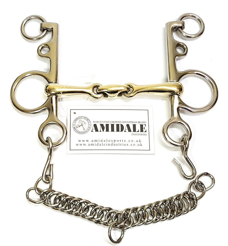 Amidale Mouth Pelham Double Jointed Lozenge Copper Mix Horse Bit Sports 4.50 INCHES - PawsPlanet Australia