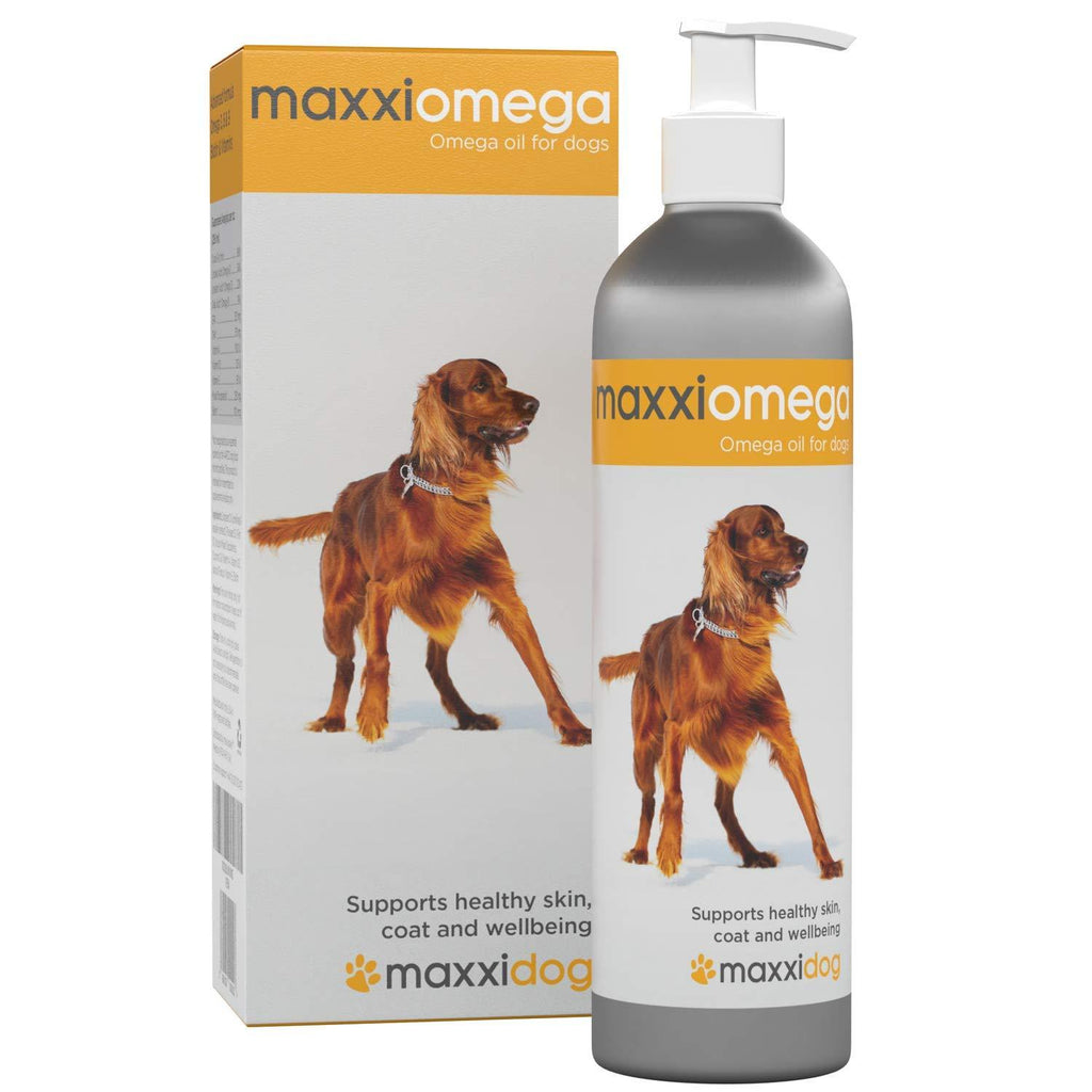 maxxipaws maxxiomega Oil for Dogs - Tasty Omega Supplement for Healthy Skin and Shiny Coat – Easy to Use Pump – Liquid 296 ml - PawsPlanet Australia