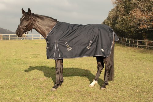 Rhinegold Torrent Lightweight Outdoor Horse Turnout Rug Black 4f 0" - PawsPlanet Australia