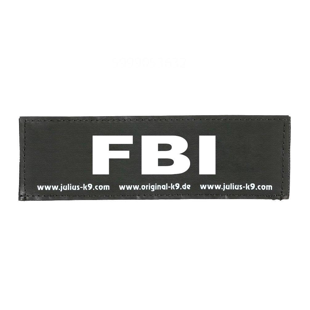 Julius-K9, 162LR-G-32168, ORIGINAL Interchangeable Patches, Size: Large, Black label with white fluorescent text, 1 pair, FBI - PawsPlanet Australia