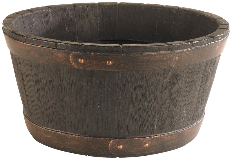 Sankey from Strata GN653 49cm Oakwood Barrel Planter, 49x49x24.5 cm - PawsPlanet Australia