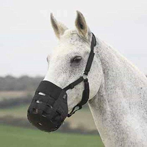 Shires Nylon Grass Muzzle Black Small Pony - PawsPlanet Australia