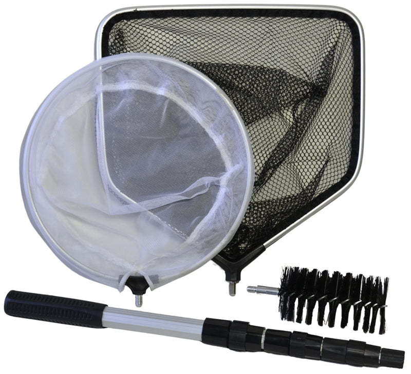 Supa 4 in 1 Pond Care Cleaning Kit Including Telescopic Pole, Skimmer Net, Catch/Landing Net & Cleaning Brush - PawsPlanet Australia