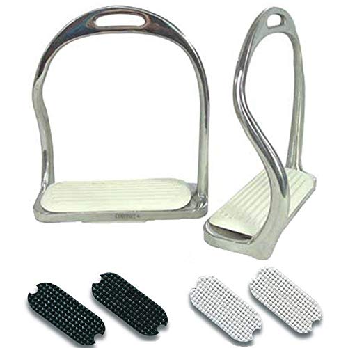 Best On Horse Equestrian Classic Riding Stainless Steel Stirrup Irons Treads White/Silver 4.50 - PawsPlanet Australia
