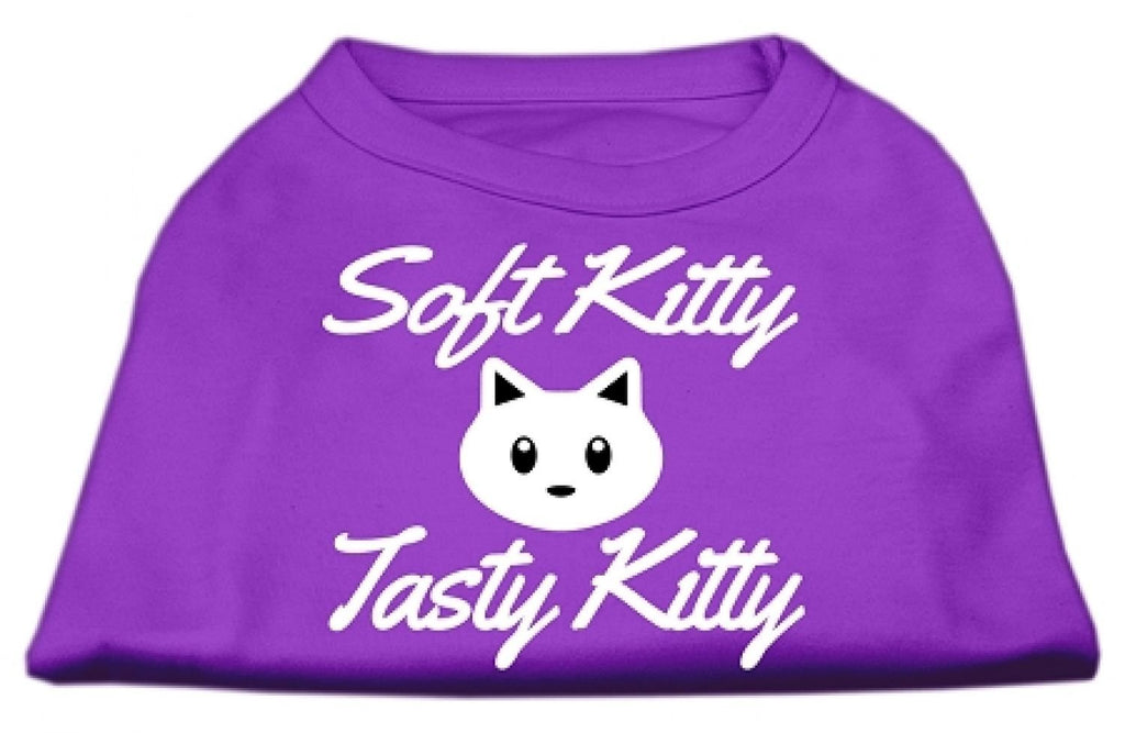 Mirage Pet Products Softy Kitty/ Tasty Kitty Screen Print Dog Shirt, Large, 14-inch, Purple - PawsPlanet Australia