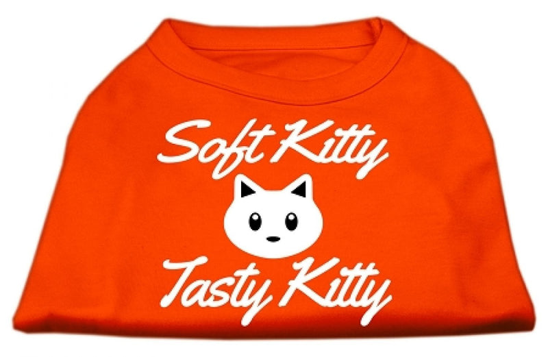 Mirage Pet Products Softy Kitty/Tasty Kitty Screen Print Dog Shirt, Extra Small, Orange XS - PawsPlanet Australia