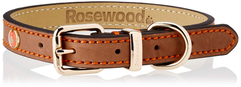 Rosewood Luxury Leather Dog Collar, Brown 1 - PawsPlanet Australia