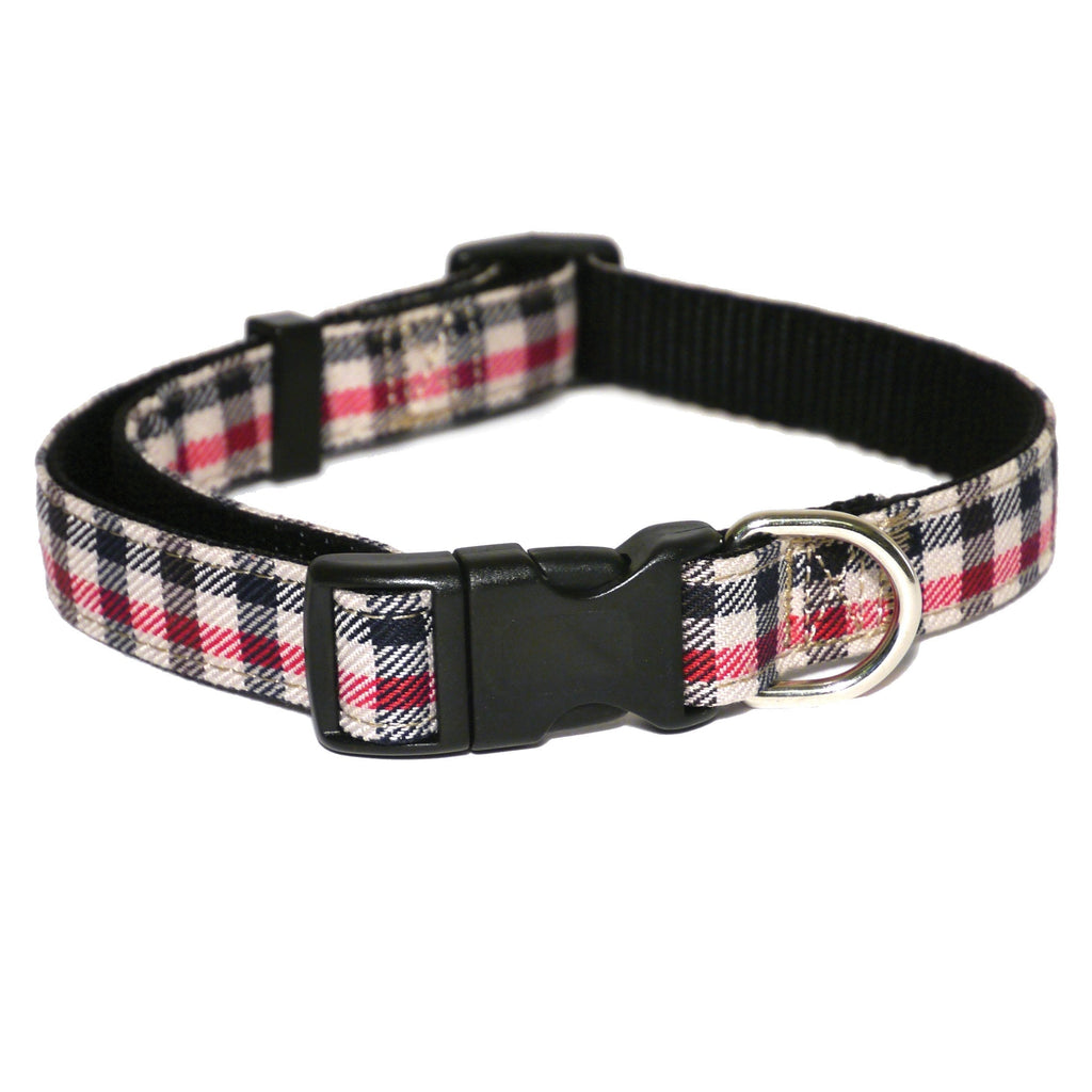 Rosewod Check Dog Collar, 18 - 28-inch, Red - PawsPlanet Australia