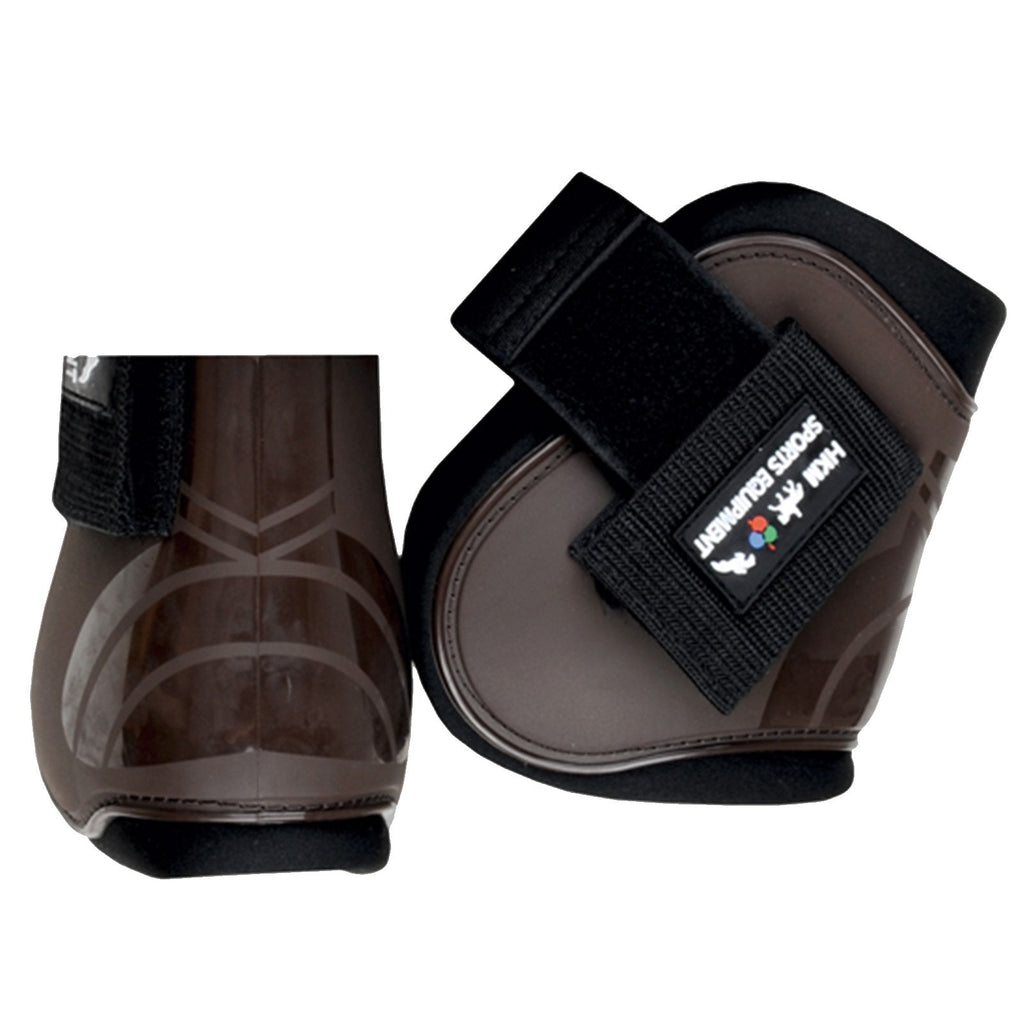 Hkm Horse Riding Shock Absorbing Show Jumping Competition Injury Protection Tendon Fetlock Boots Set Brown Cob/Full - PawsPlanet Australia