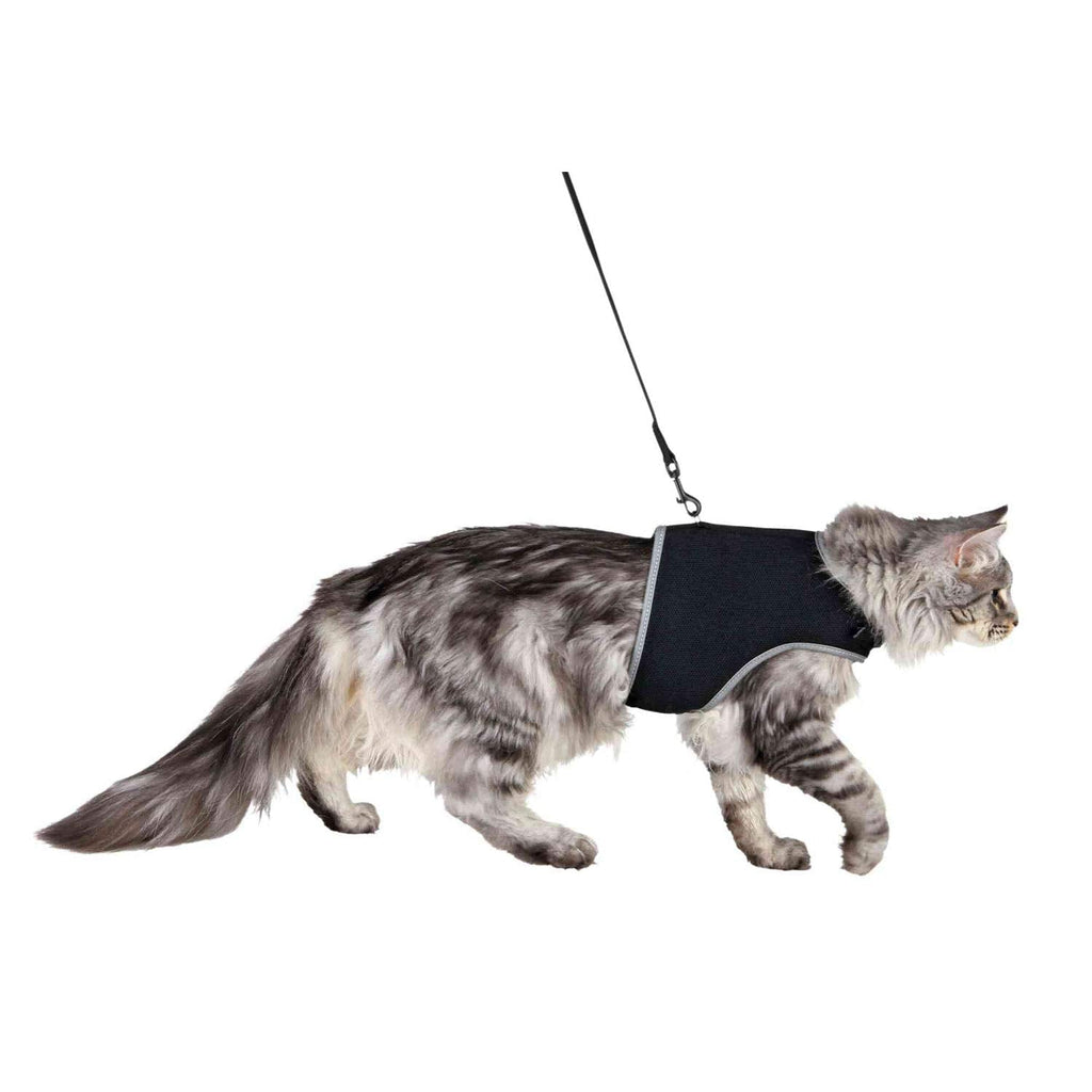 Trixie Soft Cat Harness with Leash, 36 - 54 cm x 1.20 m, Black Harness: 36-54 cm Leash: 1.20 m - PawsPlanet Australia