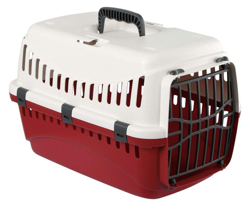 Kerbl Transport Box Expedion with Plastic Door, 45 x 30 x 30 cm, Creme/ Bordeaux 45x30x30cm - PawsPlanet Australia