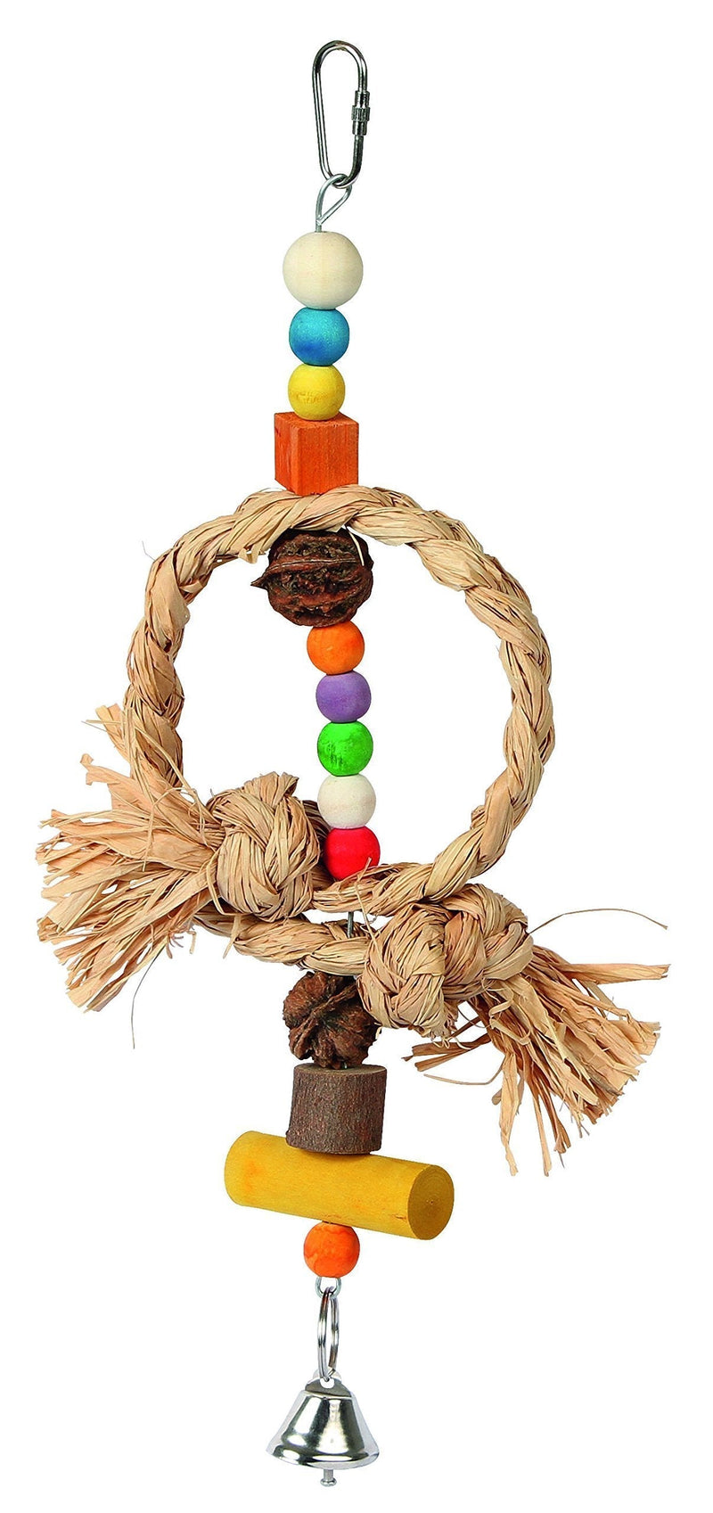 Kerbl Raffia/Walnut/Pine Bird Toy Nature with Bell, 36 cm - PawsPlanet Australia