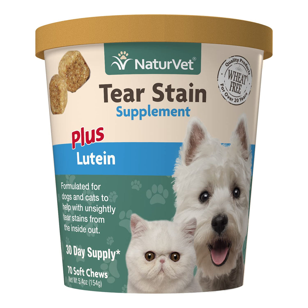 NaturVet – Tear Stain Plus Lutein | Eliminates Unsightly Tear Stains | Enhanced with Cranberry Extract, Calcium Ascorbate & Oregon Grape Root | For Dogs & Cats | 70 Soft Chews - PawsPlanet Australia