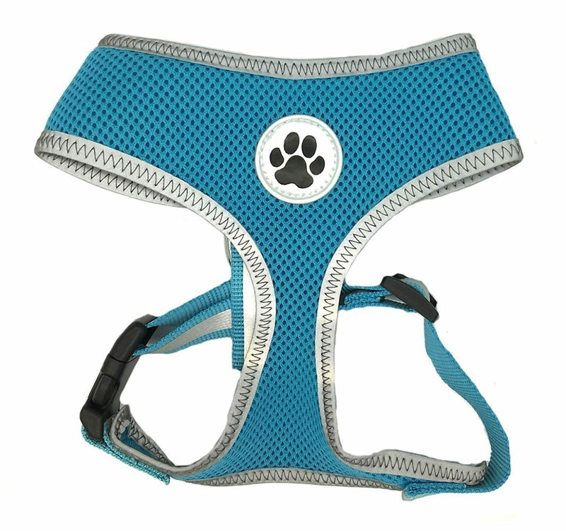 Turquoise Reflective Mesh Soft Dog Harness No Pull Summer Pet Harnesses for Small Dogs,Medium Neck 12" - PawsPlanet Australia