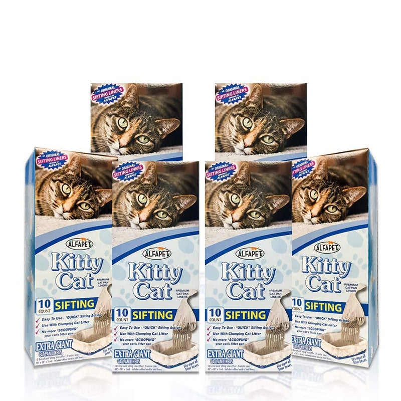 Alfapet Kitty Cat Pan Disposable, Sifting Liners- 10-Pack + 1 Transfer Liner-For Large, X-Large, Giant, Extra-Giant Size Litter Boxes- Pack of 6, 40 in X 38 in - PawsPlanet Australia