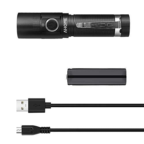 AHOME F10 [Ultra Compact] Tactical Torch [USB Rechargeable] 600 Lumen LED Lamp with 3000mAh Battery and Charging Cable - PawsPlanet Australia