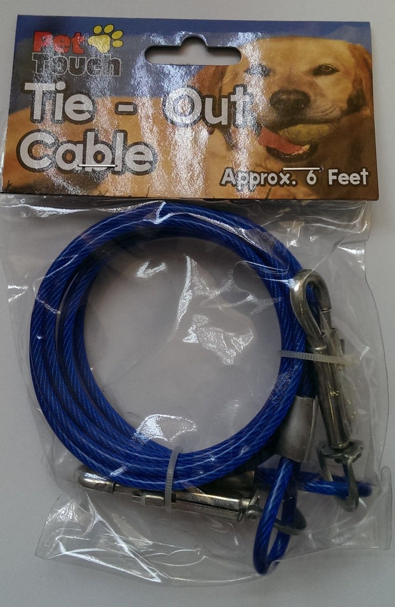 Dog 6ft Garden Tie Out Cable Pet Lead Strong Wire (Blue) Blue - PawsPlanet Australia