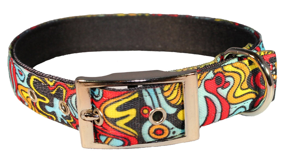 Yellow Dog Design PJ Pet Products UPTOWN Abstract Design Dog Collar., Fits Dogs Neck 16inch - 19inch, Abstract Collar Medium - PawsPlanet Australia