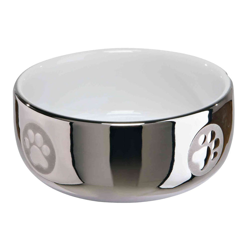 Trixie Ceramic Cat Bowl, 11 cm Silver/white 0.3 l - PawsPlanet Australia