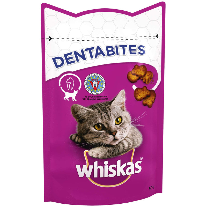 WHISKAS Dentabites Cat Dental Treats for Oral Care, Reduce Build Up and Help Control Tartar, with Delicious Chicken, 8 x 50 g Dentabites with Chicken - PawsPlanet Australia