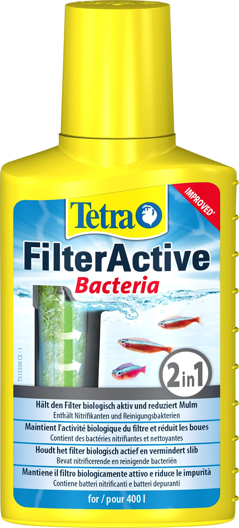 Tetra FilterActive filter starter with highly active Live Bacteria, supports biological activity in the aquarium, accelerates removal of harmful substances, optimises cleaning performance of the filter, various sizes 100 ml - PawsPlanet Australia