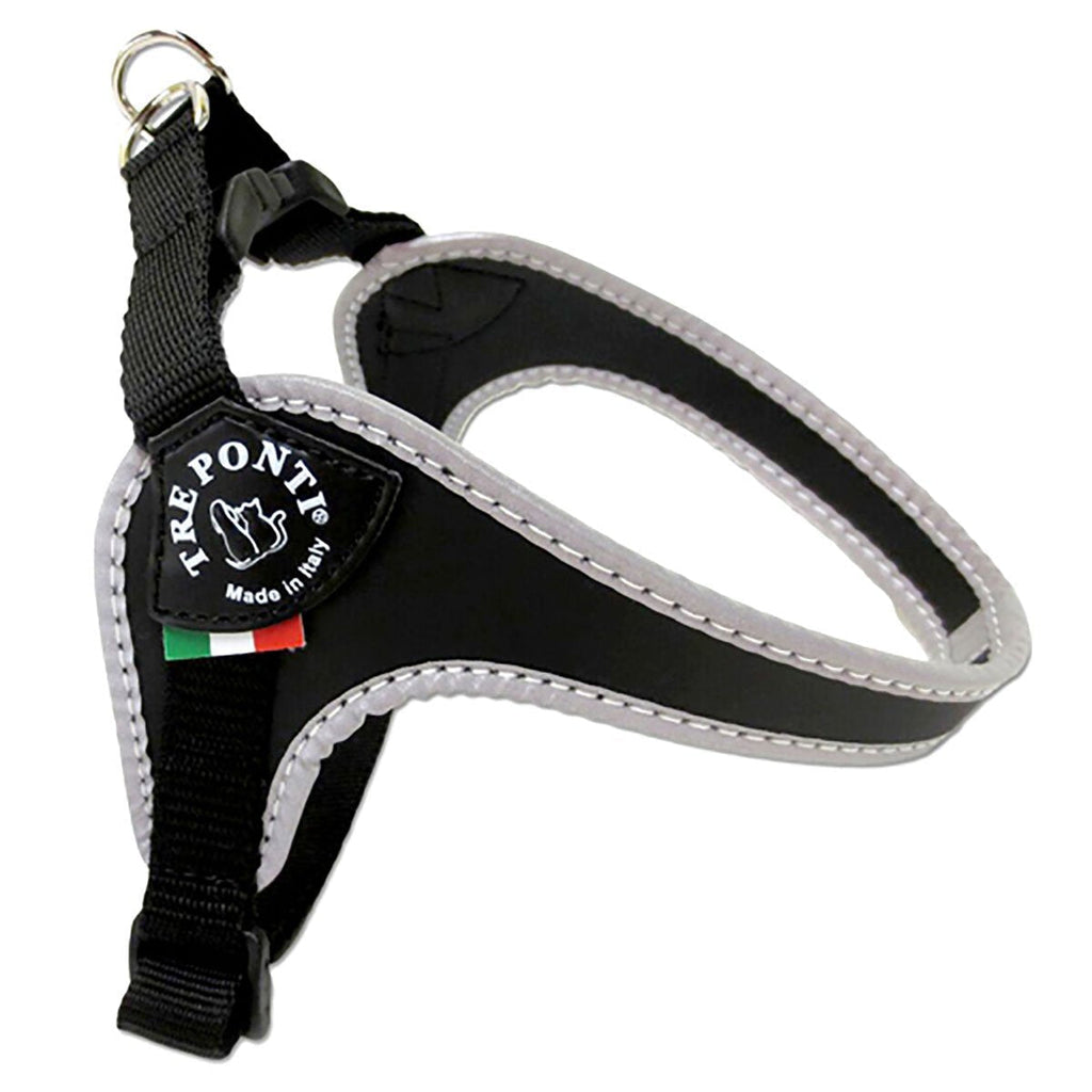 Tre Ponti Fibbia Small Dog Harness with Adjustable Belly Strap, 2.5 cm, Black - PawsPlanet Australia