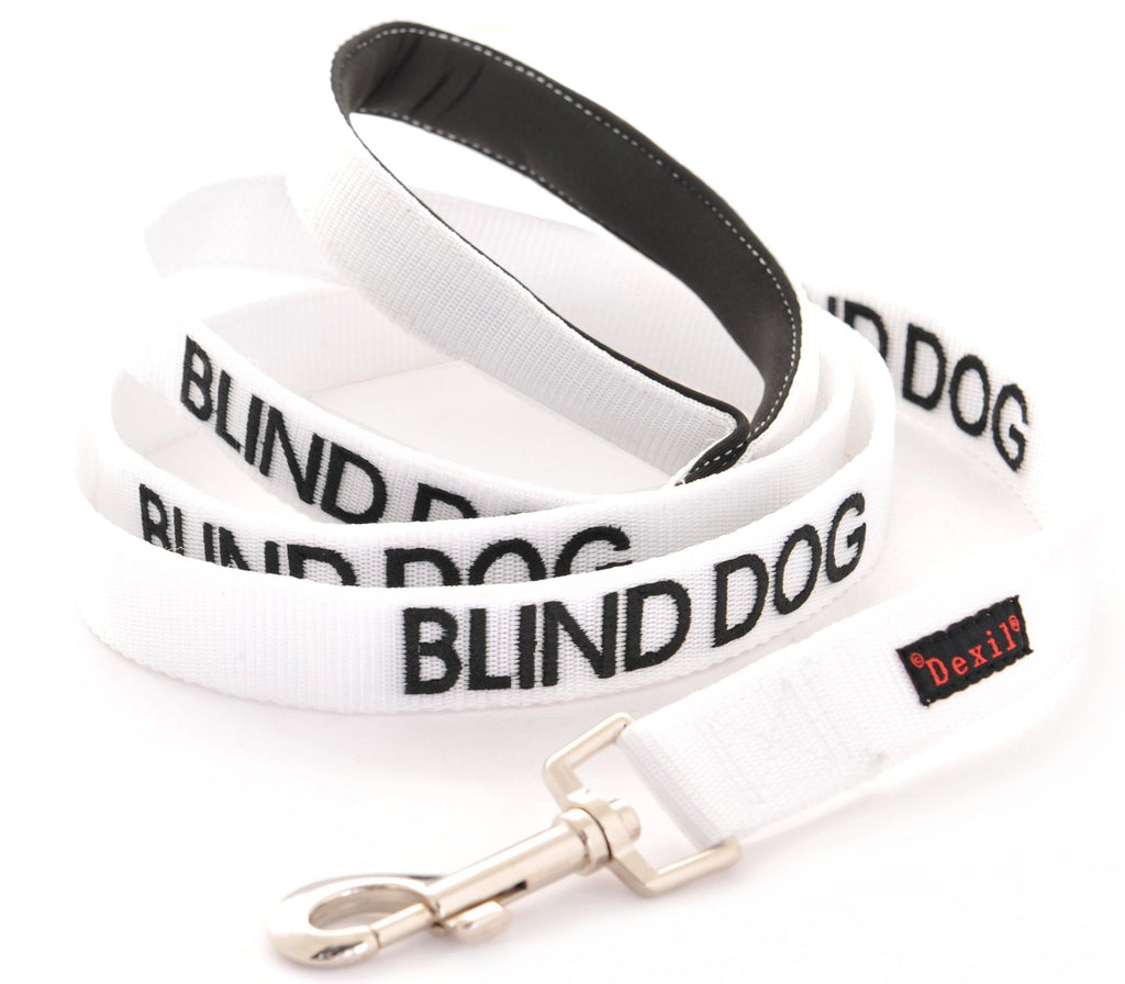 BLIND DOG (Dog Has Limited/No Sight) White Warning Dog Colour Coded Padded Personalised 1.8m 6ft Lead Leash To Prevent Accidents or Incidents. Dog Award Winning - PawsPlanet Australia