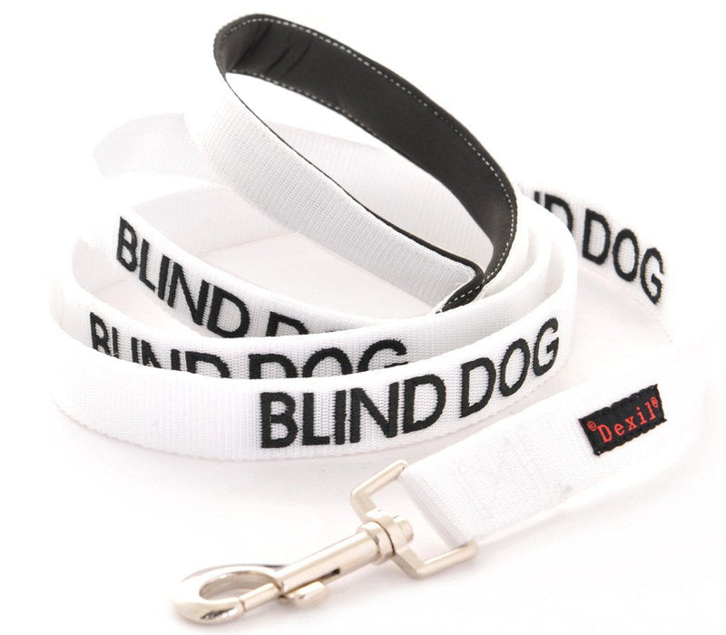 BLIND DOG (Dog Has Limited/No Sight) White Colour Coded 60cm 1.2m 1.8m Neoprene Padded Handle Dog Leads PREVENTS Accidents By Warning Others Of Your Dog In Advance (1.2m) Standard 1.2m/48inch Lead - PawsPlanet Australia
