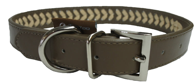 TopZoo Accessories Leather Braided Dog Collar Brown L - PawsPlanet Australia