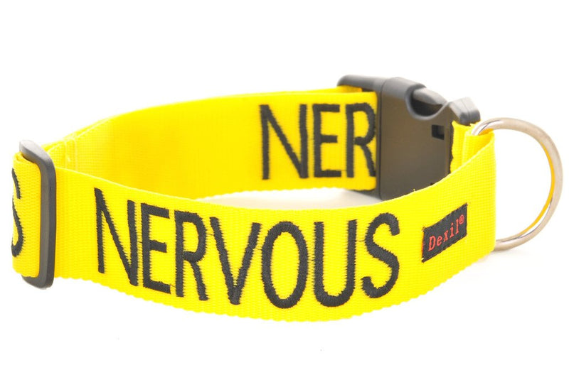 NERVOUS (Give Me Space) Yellow Colour Coded S-M L-XL Dog Collars PREVENTS Accidents By Warning Others Of Your Dog In Advance (L-XL) Large-X Large Collar - PawsPlanet Australia