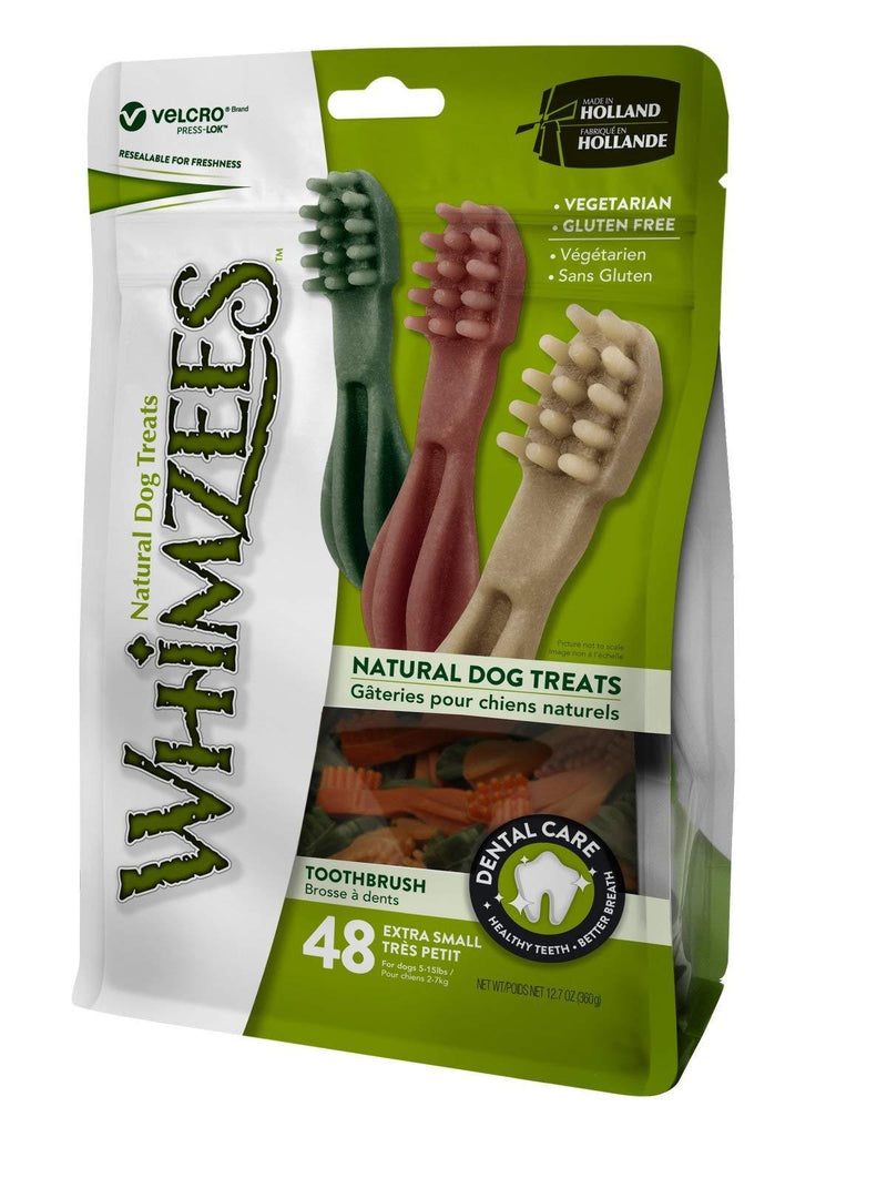 WHIMZEES Natural Dental Dog Chews Long lasting, Toothbrush X Small, 48 Pieces Value Bag (360g) 48 Count (Pack of 1) - PawsPlanet Australia