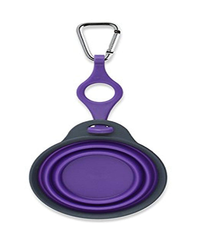 [Australia] - Dexas Pets Collapsible Travel Cup 1 Cup Capacity with Bottle Holder/Carabiner Gray/Purple 