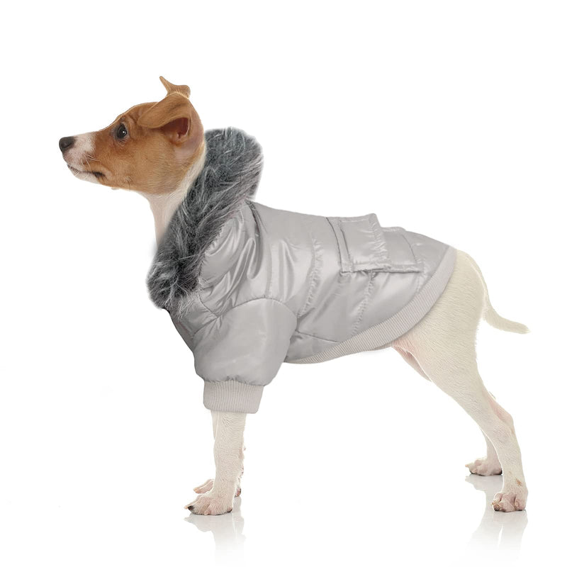 Namsan Pet Puppy Dog Clothes Waterproof and Windproof Hoodie Winter Warm Apparel Coat Outwear -Gray -Small S-Bust:9.8-11.8"(25-30cm) Gray - PawsPlanet Australia