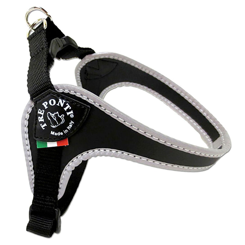 Tre Ponti Fibbia Small Dog Harness with Adjustable Belly Strap, 3 cm, Black - PawsPlanet Australia