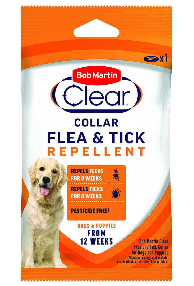 Bob Martin Clear | Dog Flea Collar, Suitable for Puppies | Effective Flea & Tick Repellent | Waterproof + Adjustable for All Breeds (1 Collar) - PawsPlanet Australia