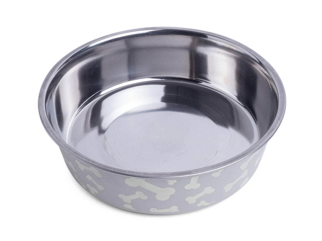 Petface White Bones Print Deli Dog Bowl, 17 cm - PawsPlanet Australia