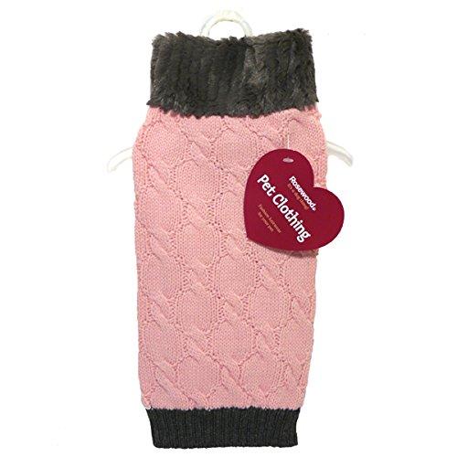 Rosewood Knit/Fur Collar, Extra Large, 60 cm, Pink XL - PawsPlanet Australia