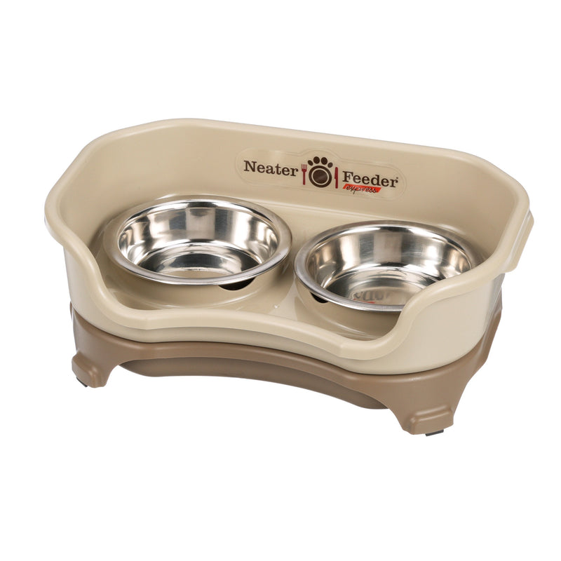 Neater Feeder Express Elevated Dog and Cat Bowls - Raised Pet Dish - Stainless Steel Food and Water Bowls for Small to Large Dogs and Cats S (for Cats) Cappuccino - PawsPlanet Australia