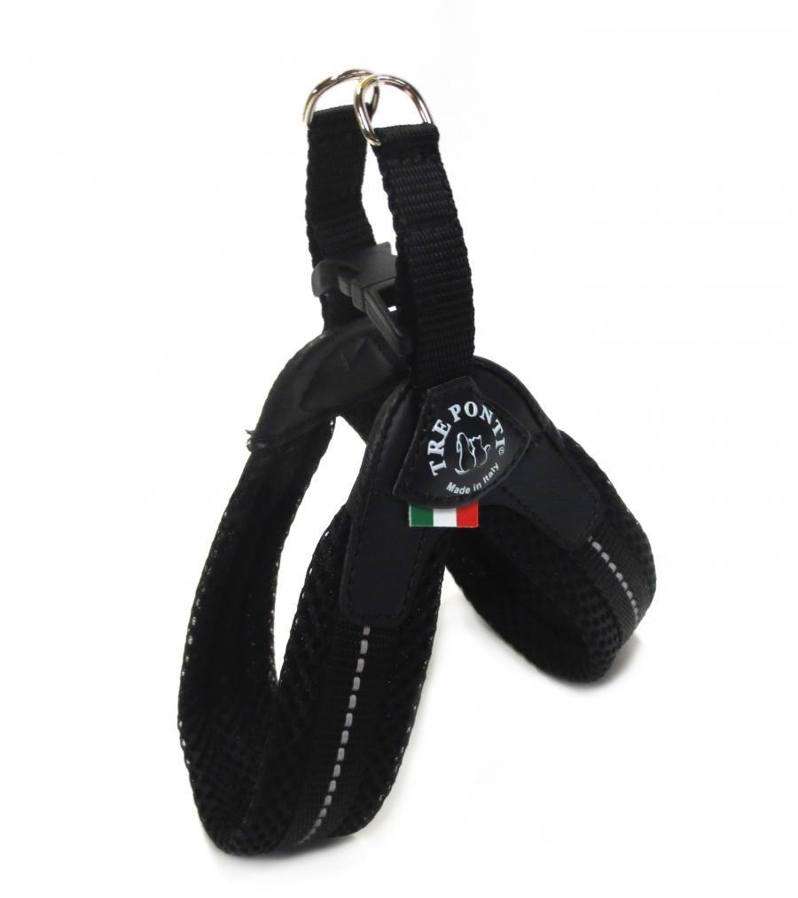 Tre Ponti Fibbia Small Dog Mesh Harness, 2.5 cm, Black - PawsPlanet Australia