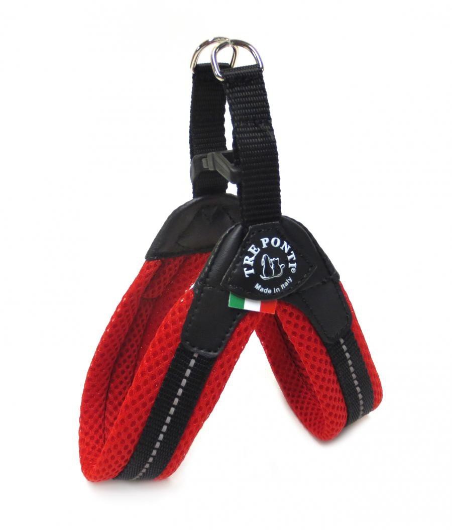 Tre Ponti Fibbia Small Dog Mesh Harness, 2 cm, Red - PawsPlanet Australia