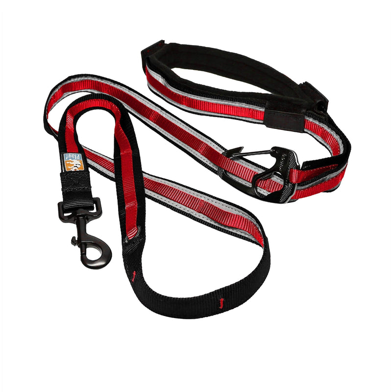 [Australia] - Kurgo 6 in 1 Hands Free Dog Leash | Reflective Running Belt Leash for Dogs | Crossbody & Waist Belt Leash | Carabiner Clip | Padded Handle | For Training, Hiking, or Jogging | Quantum Leash | 6 colors Barn Red 