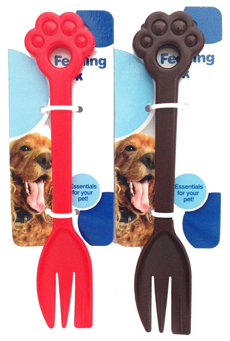 2x Pet Food Forks, Random Colours - Cream, Brown & Red - PawsPlanet Australia