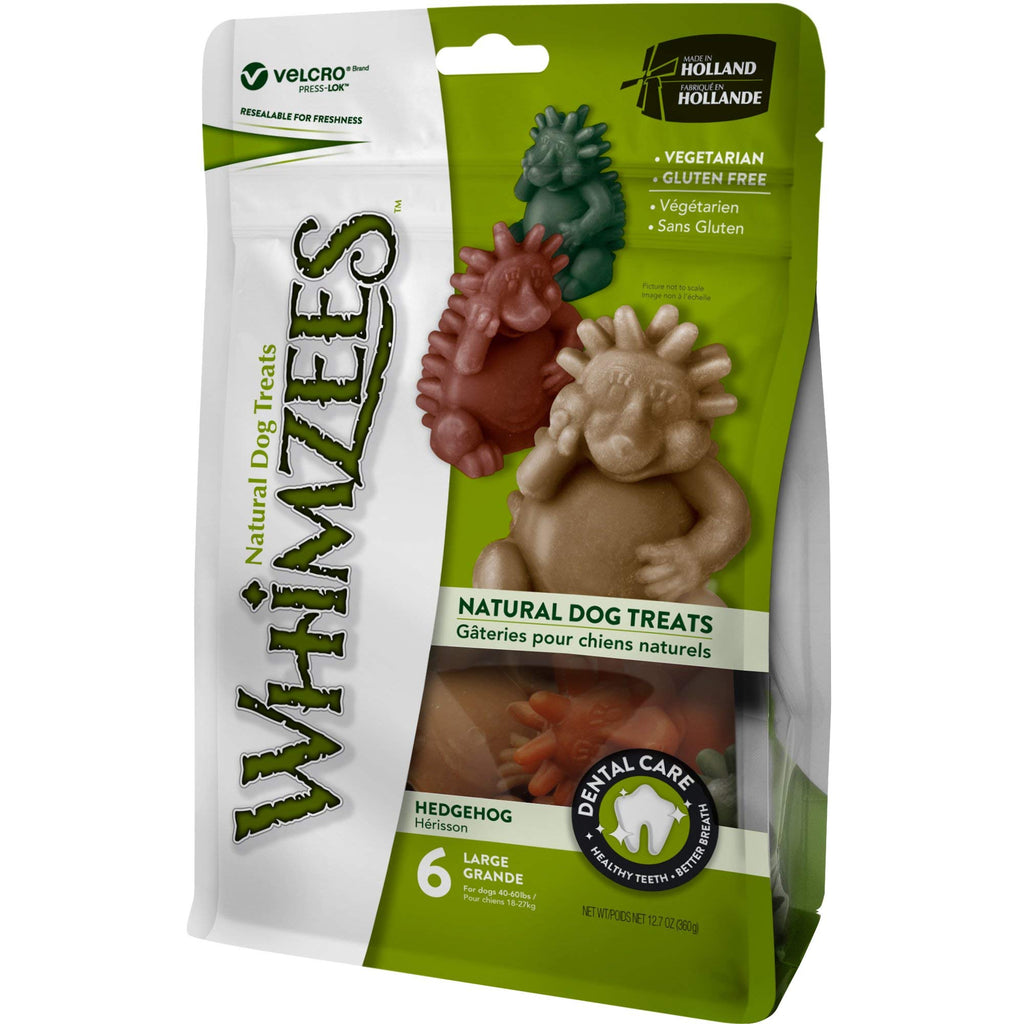 WHIMZEES Hedgehog, Natural and Grain Free Dog Dental Sticks, Dog Chews for Large Breeds, 6 Pieces, Size L 6 Count (Pack of 1) Single - PawsPlanet Australia