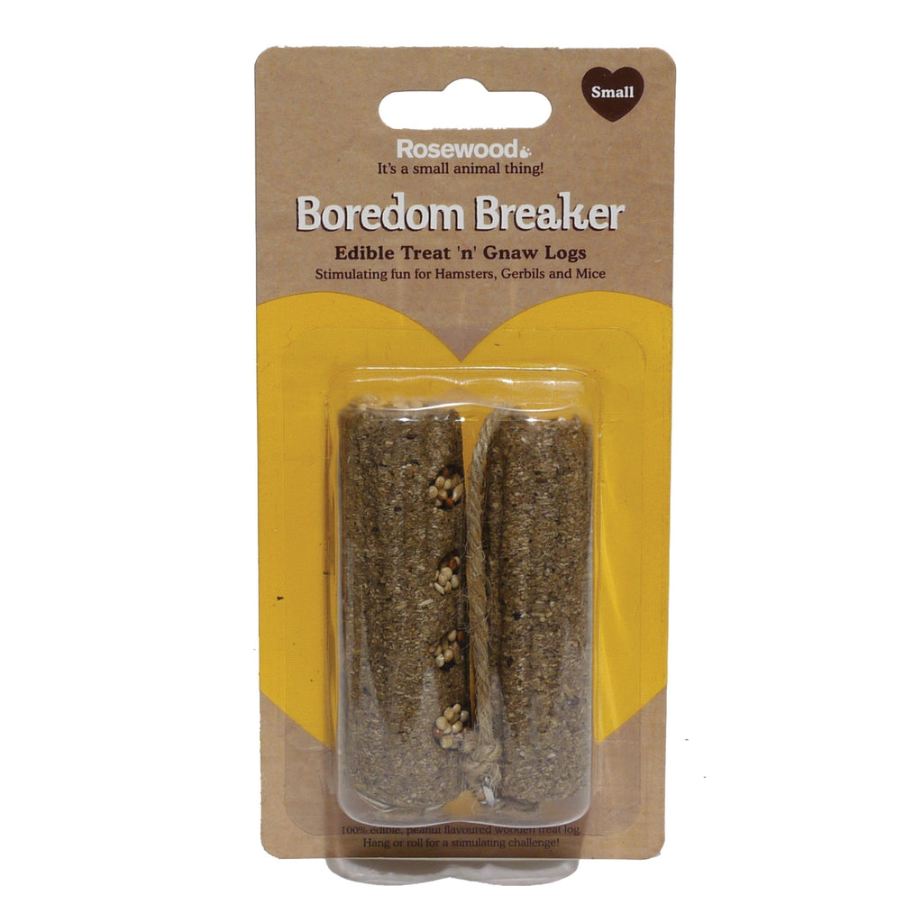 Rosewood Boredom Breaker Treat 'n' Gnaw Logs, Small, 2 Pieces, clear S (Pack of 1) - PawsPlanet Australia